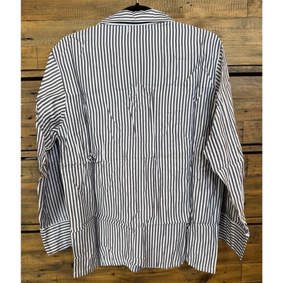 Ettitude Pajama Shirt Womens Medium Gray White Striped 100% Bamboo Lyocell Top - Picture 3 of 7